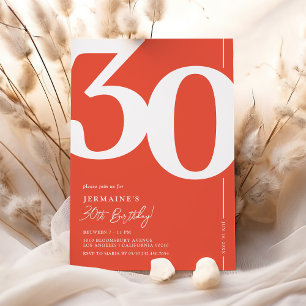 Invitation anniversaire 30 ans en serif rouge mode