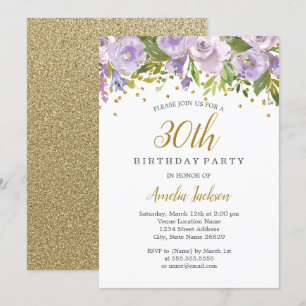 Invitation Anniversaire 30 ans Fleurie Étincelle V