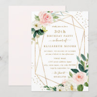 Invitation anniversaire 30 ans fleurs Geometric Bl