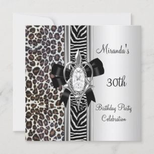 Invitation Anniversaire 30 ans Impression d'animal sauvage Ar