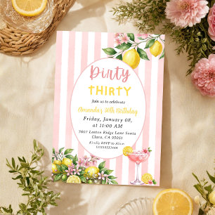 Invitation Anniversaire 30 ans Lemon Floral Pink Lemonade Fre