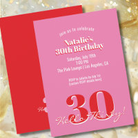 Anniversaire 30 Ans Minimaliste Rose Rouge Moderne