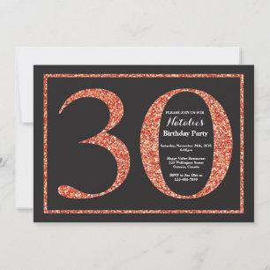 Invitation Anniversaire 30 ans Orange Paillettes T