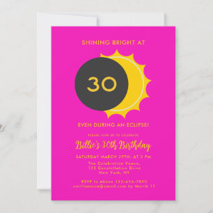 Invitation Anniversaire 30 ans Partie partielle de l'éclips