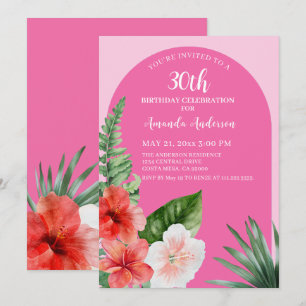 Invitation Anniversaire 30 ans Pink Hawaiian
