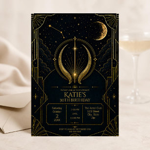 Invitation Anniversaire 30 ans Taureau Dark Art Déco