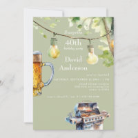 Invitation anniversaire 40 ans BBQ Surprise Sage