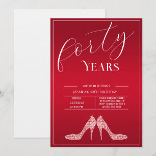 Invitation Anniversaire 40 ans Féminin Moderne Talons Hauts