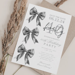 Invitation Anniversaire 40 ans Fête Bow Silver Coq