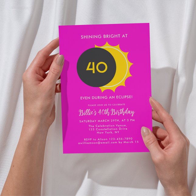 Invitation Anniversaire 40 ans | Partie partielle de l'éclips (Add your details to personalize your design.)
