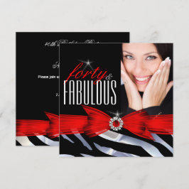 Invitation Anniversaire 40 ans Photo Zèbre Noir Blanc Fabuleu