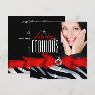 Invitation Anniversaire 40 ans Photo Zèbre Noir Blanc Fabuleu