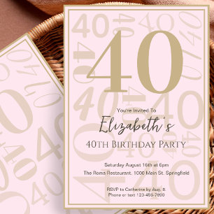 Invitation anniversaire 40 ans pour elle en rose o