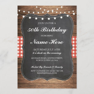 Invitation Anniversaire 40e 50e Vérifier Rustic Wood Invitati