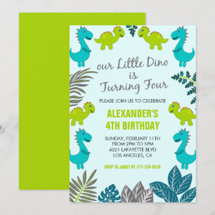 Invitation anniversaire 4 ans dinosaure jungle enf