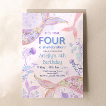 Invitation Anniversaire 4 Ans Mermaid Shellabratio