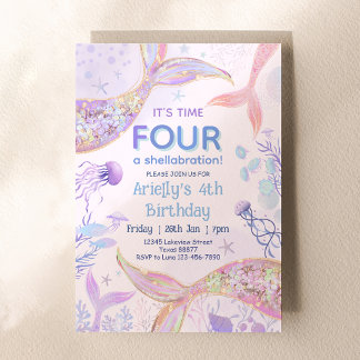 Invitation Anniversaire 4 Ans Mermaid Shellabratio
