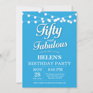 Invitation Anniversaire 50 Ans Bleu Fabuleux