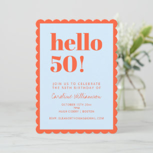Invitation Anniversaire 50 ans Bleu Orange Moderne