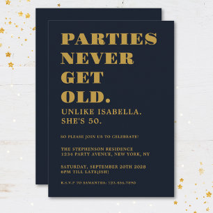 Invitation Anniversaire 50 ans drôle humoristique bleu marine