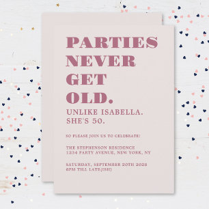 Invitation Anniversaire 50 ans drôle humoristique rose