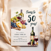 Invitation Anniversaire 50 ans Fromage et Vin Adul