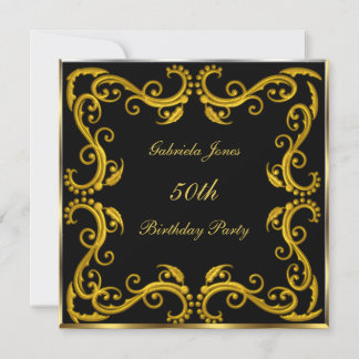 Invitation anniversaire 50 ans noir or