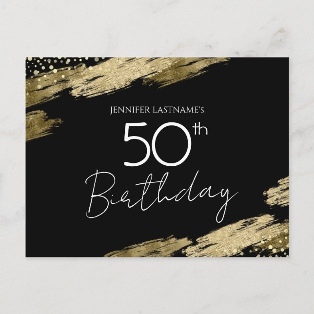Invitation anniversaire 50 ans or noir (Devant)