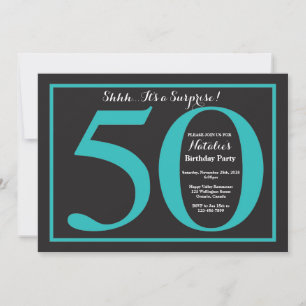 Invitation Anniversaire 50 ans surprise tableau noir et rouge