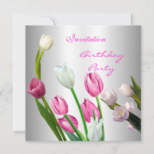 Invitation Anniversaire 50ème Elégant Tuli Rose & 