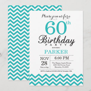 Invitation Anniversaire 60 Ans Chevron Sarcelle