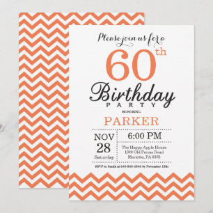 Invitation Anniversaire 60 ans Coral Chevron
