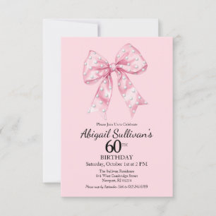 Invitation Anniversaire 60 ans Rose Bow avec points de golf