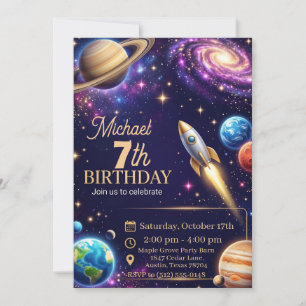 Invitation Anniversaire 6-11 ans dans l'espace