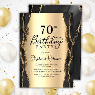 Invitation anniversaire 70 ans en Agate noire et o