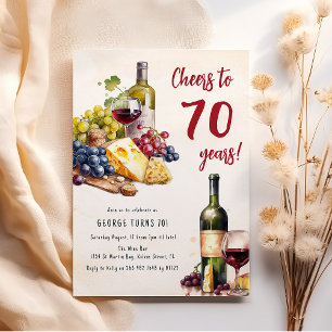 Invitation anniversaire 70 ans Fromage Et Vin Char