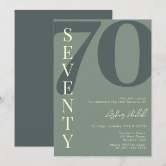 Invitation Anniversaire 70 ans Minimaliste Vert