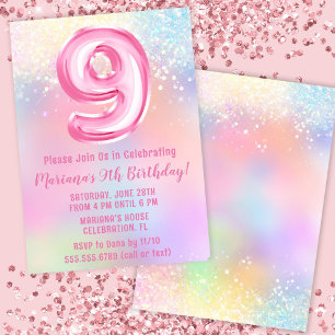Invitation Anniversaire 9 ans de Pink Rainbow