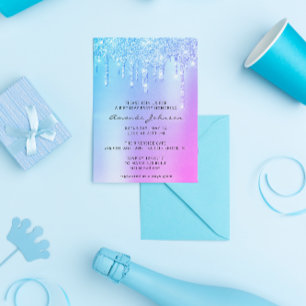 Invitation Anniversaire à effet de ruissellement holographiqu