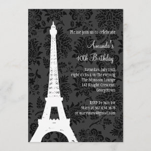 Invitation Anniversaire à Paris (noir)