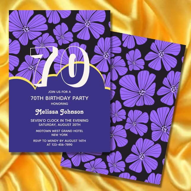 Invitation Anniversaire Abstrait de Chamomille Florale Violet (Créateur téléchargé)