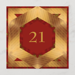 Invitation Anniversaire Abstrait Rouge Jaune