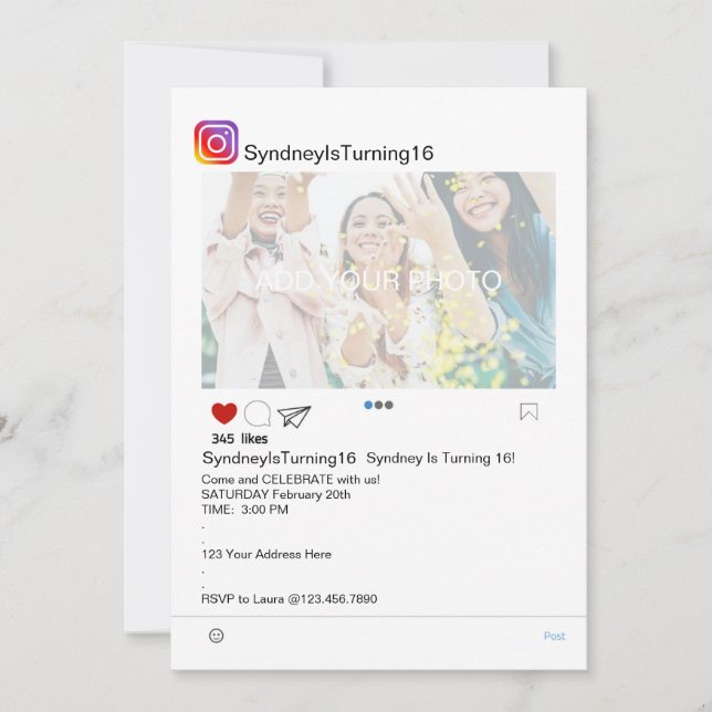 INVITATION ANNIVERSAIRE ADO, FÊTE ADO, (Devant)