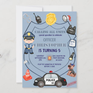 Invitation Anniversaire adorable du policier