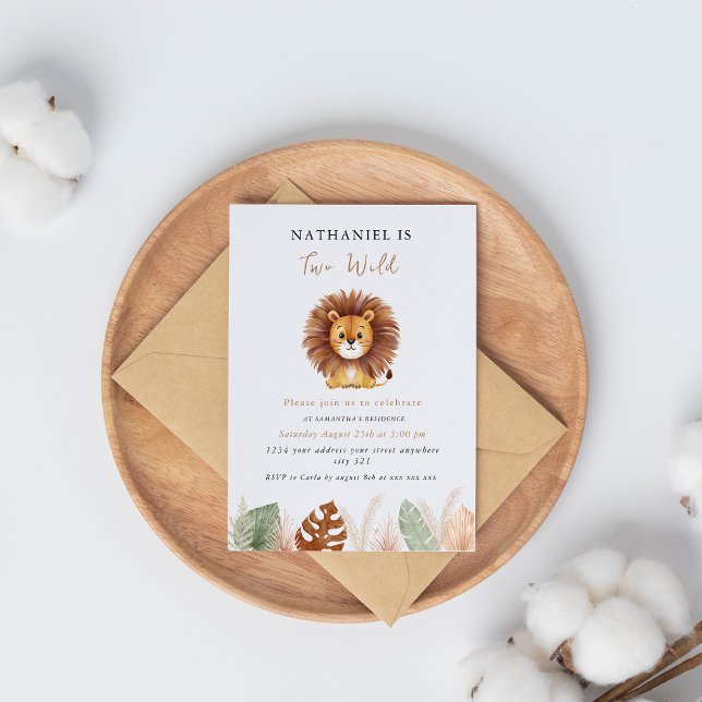 Invitation Anniversaire adorable lion moelleux de la pampa  (Créateur téléchargé)