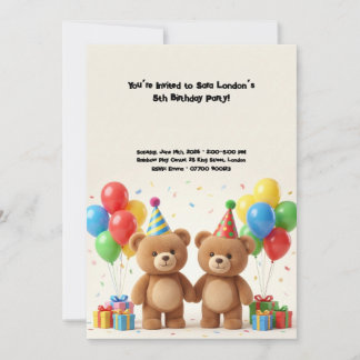 Invitation Anniversaire Adorable Ours en Peluche