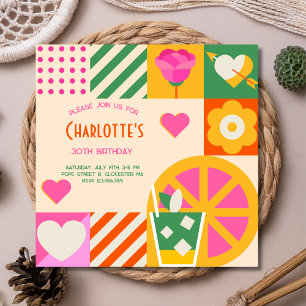 Invitation Anniversaire adulte cubique moderne