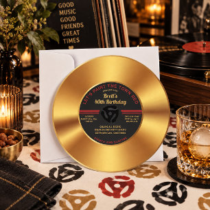Invitation Anniversaire Adulte Disque D'Or Vintage