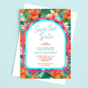 Invitation Anniversaire Adulte Néon Électrique Tropical