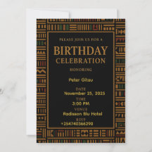 Invitation Anniversaire Africaine Gold Kente